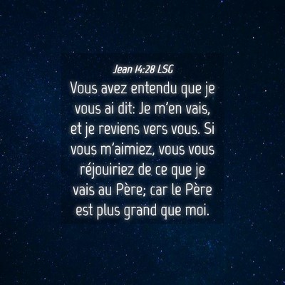 Picture 04 - Jean 14:28 LSG - Vous avez entendu que je vous ai dit: Je m'en - Bible Verse Picture