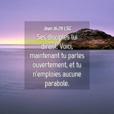 Picture 04 - Jean 16:29 LSG - Ses disciples lui dirent: Voici, maintenant tu - Bible Verse Picture