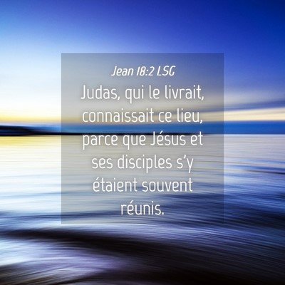 Picture 04 - Jean 18:2 LSG - Judas, qui le livrait, connaissait ce lieu, parce - Bible Verse Picture