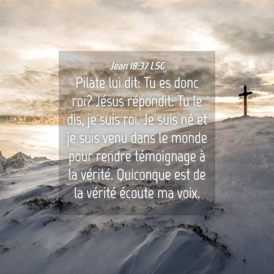 Picture 04 - Jean 18:37 LSG - Pilate lui dit: Tu es donc roi? Jésus répondit: - Bible Verse Picture
