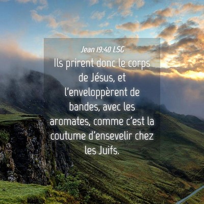 Picture 04 - Jean 19:40 LSG - Ils prirent donc le corps de Jésus, et - Bible Verse Picture