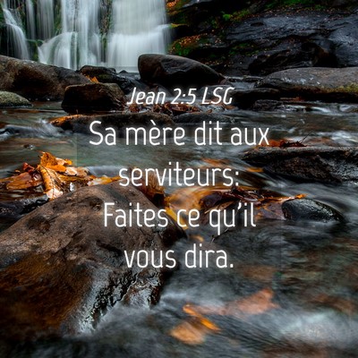 Picture 04 - Jean 2:5 LSG - Sa mère dit aux serviteurs: Faites ce qu'il vous - Bible Verse Picture