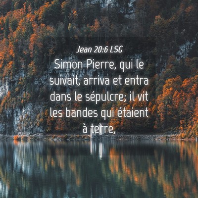 Picture 04 - Jean 20:6 LSG - Simon Pierre, qui le suivait, arriva et entra - Bible Verse Picture