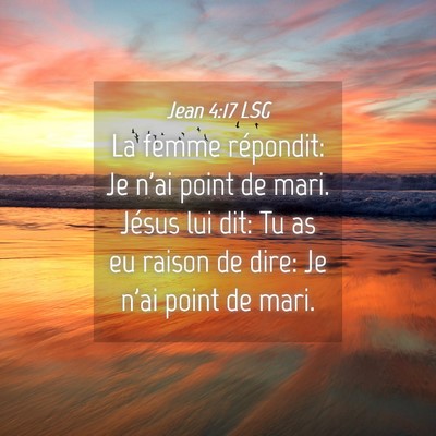 Picture 04 - Jean 4:17 LSG - La femme répondit: Je n'ai point de mari. Jésus - Bible Verse Picture