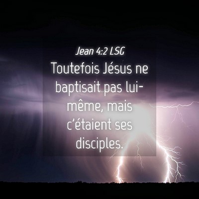 Picture 04 - Jean 4:2 LSG - Toutefois Jésus ne baptisait pas lui-même, mais - Bible Verse Picture