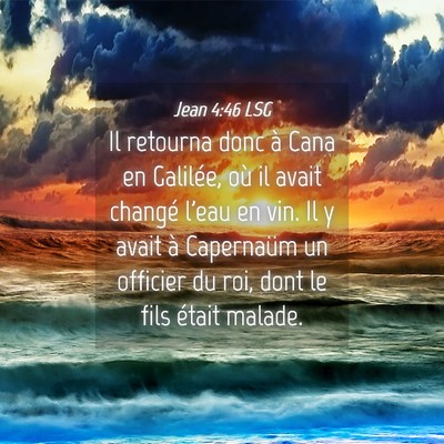 Picture 04 - Jean 4:46 LSG - Il retourna donc à Cana en Galilée, où il - Bible Verse Picture