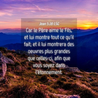 Picture 04 - Jean 5:20 LSG - Car le Père aime le Fils, et lui montre tout ce - Bible Verse Picture