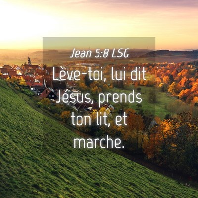 Picture 04 - Jean 5:8 LSG - Lève-toi, lui dit Jésus, prends ton lit, et - Bible Verse Picture