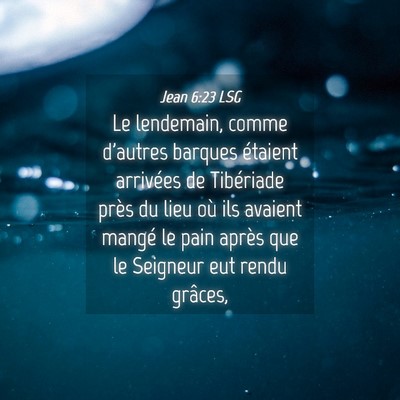 Picture 04 - Jean 6:23 LSG - Le lendemain, comme d'autres barques étaient - Bible Verse Picture