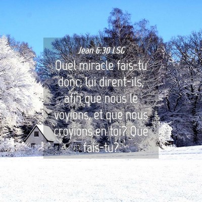 Picture 04 - Jean 6:30 LSG - Quel miracle fais-tu donc, lui dirent-ils, afin - Bible Verse Picture