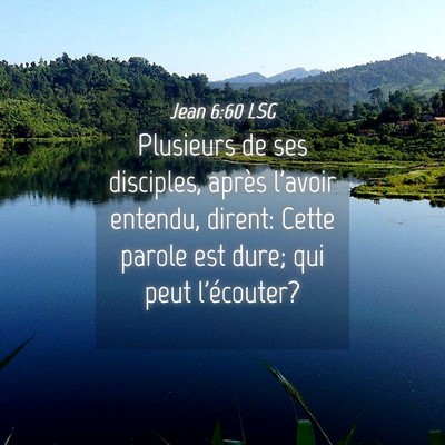 Picture 04 - Jean 6:60 LSG - Plusieurs de ses disciples, après l'avoir - Bible Verse Picture