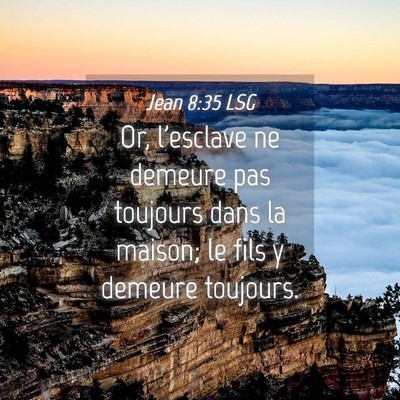 Picture 04 - Jean 8:35 LSG - Or, l'esclave ne demeure pas toujours dans la - Bible Verse Picture