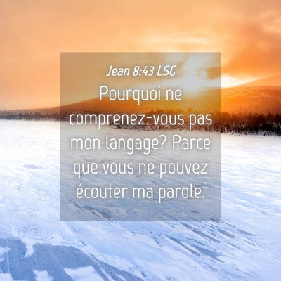 Picture 04 - Jean 8:43 LSG - Pourquoi ne comprenez-vous pas mon langage? Parce - Bible Verse Picture