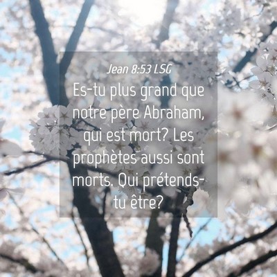 Picture 04 - Jean 8:53 LSG - Es-tu plus grand que notre père Abraham, qui est - Bible Verse Picture