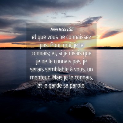 Picture 04 - Jean 8:55 LSG - et que vous ne connaissez pas. Pour moi, je le - Bible Verse Picture