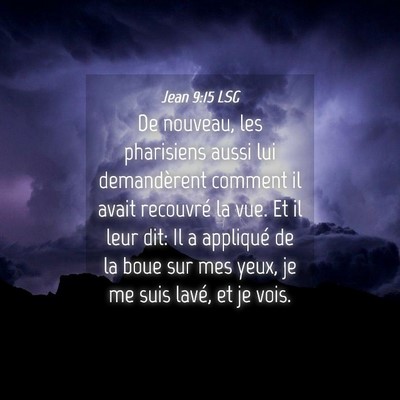 Picture 04 - Jean 9:15 LSG - De nouveau, les pharisiens aussi lui demandèrent - Bible Verse Picture
