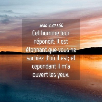 Picture 04 - Jean 9:30 LSG - Cet homme leur répondit: Il est étonnant que - Bible Verse Picture