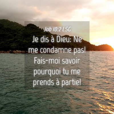 Picture 04 - Job 10:2 LSG - Je dis à Dieu: Ne me condamne pas! Fais-moi - Bible Verse Picture