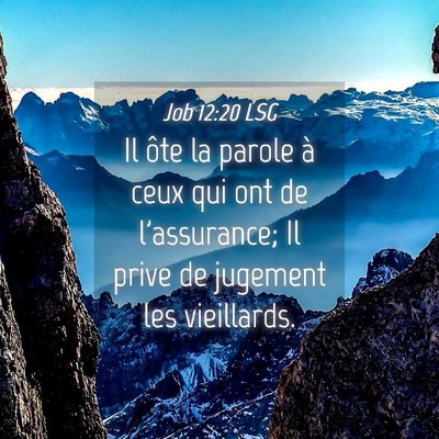Picture 04 - Job 12:20 LSG - Il ôte la parole à ceux qui ont de l'assurance; - Bible Verse Picture