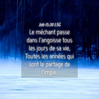 Picture 04 - Job 15:20 LSG - Le méchant passe dans l'angoisse tous les jours - Bible Verse Picture