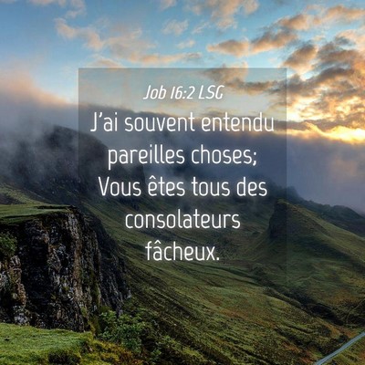 Picture 04 - Job 16:2 LSG - J'ai souvent entendu pareilles choses; Vous êtes - Bible Verse Picture