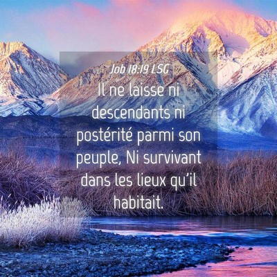Picture 04 - Job 18:19 LSG - Il ne laisse ni descendants ni postérité parmi - Bible Verse Picture