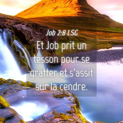Picture 04 - Job 2:8 LSG - Et Job prit un tesson pour se gratter et s'assit - Bible Verse Picture