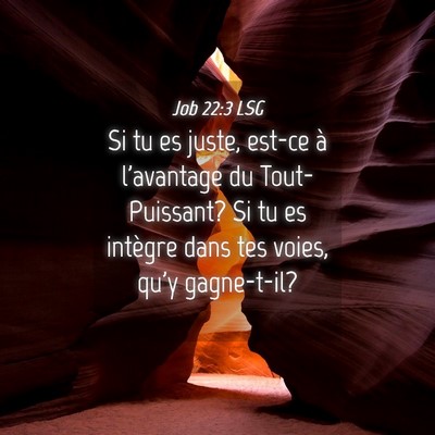 Picture 04 - Job 22:3 LSG - Si tu es juste, est-ce à l'avantage du - Bible Verse Picture
