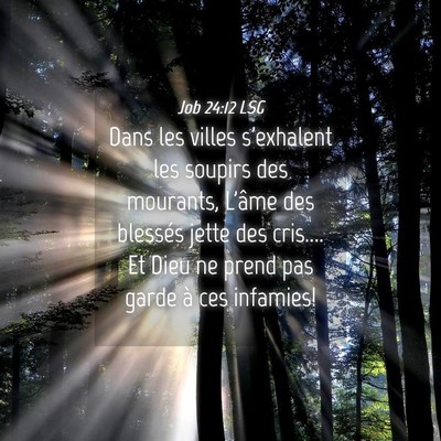 Picture 04 - Job 24:12 LSG - Dans les villes s'exhalent les soupirs des - Bible Verse Picture