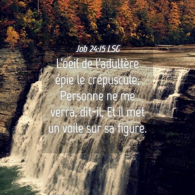 Picture 04 - Job 24:15 LSG - L'oeil de l'adultère épie le crépuscule; - Bible Verse Picture