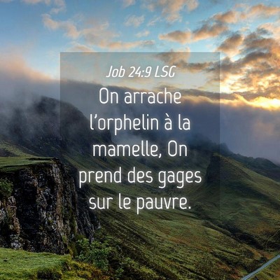 Picture 04 - Job 24:9 LSG - On arrache l'orphelin à la mamelle, On prend des - Bible Verse Picture