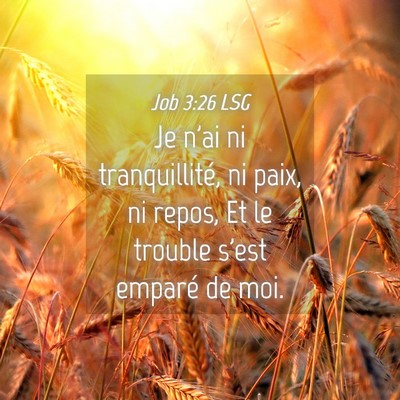 Picture 04 - Job 3:26 LSG - Je n'ai ni tranquillité, ni paix, ni repos, Et - Bible Verse Picture