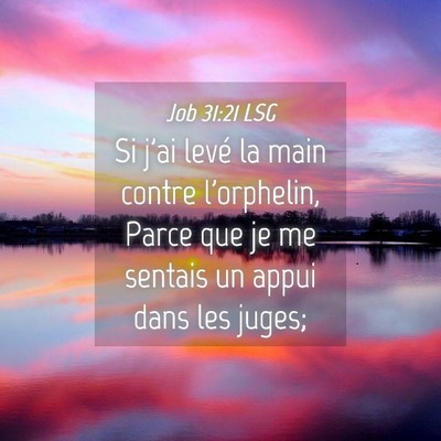 Picture 04 - Job 31:21 LSG - Si j'ai levé la main contre l'orphelin, Parce - Bible Verse Picture