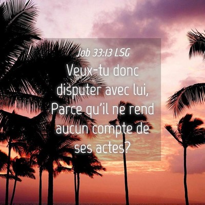 Picture 04 - Job 33:13 LSG - Veux-tu donc disputer avec lui, Parce qu'il ne - Bible Verse Picture