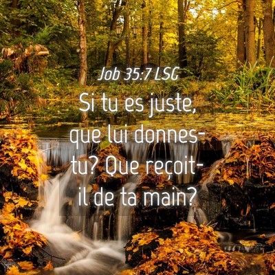 Picture 04 - Job 35:7 LSG - Si tu es juste, que lui donnes-tu? Que reçoit-il - Bible Verse Picture