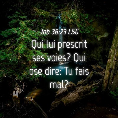 Picture 04 - Job 36:23 LSG - Qui lui prescrit ses voies? Qui ose dire: Tu fais - Bible Verse Picture