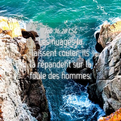Picture 04 - Job 36:28 LSG - Les nuages la laissent couler, Ils la répandent - Bible Verse Picture