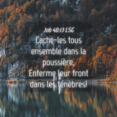Picture 04 - Job 40:13 LSG - Cache-les tous ensemble dans la poussière, - Bible Verse Picture