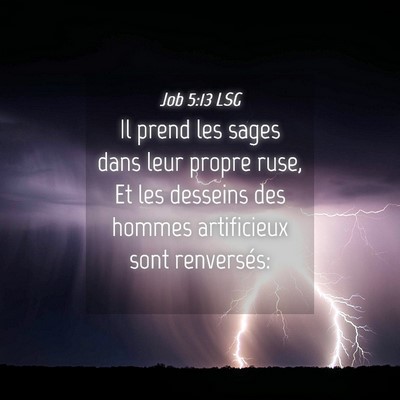 Picture 04 - Job 5:13 LSG - Il prend les sages dans leur propre ruse, Et les - Bible Verse Picture