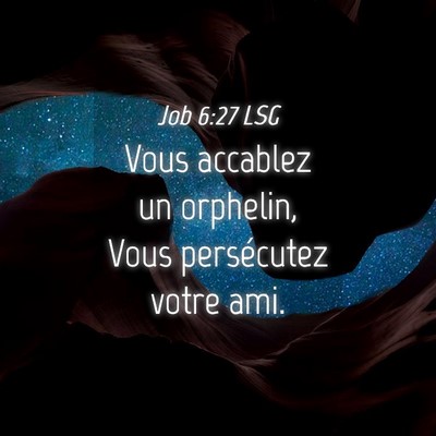 Picture 04 - Job 6:27 LSG - Vous accablez un orphelin, Vous persécutez votre - Bible Verse Picture