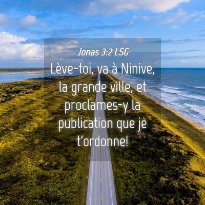 Picture 04 - Jonas 3:2 LSG - Lève-toi, va à Ninive, la grande ville, et - Bible Verse Picture