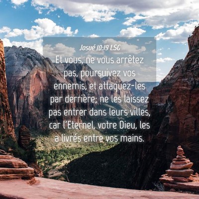 Picture 04 - Josué 10:19 LSG - Et vous, ne vous arrêtez pas, poursuivez vos - Bible Verse Picture