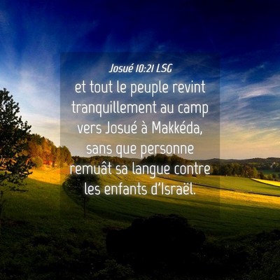 Picture 04 - Josué 10:21 LSG - et tout le peuple revint tranquillement au camp - Bible Verse Picture