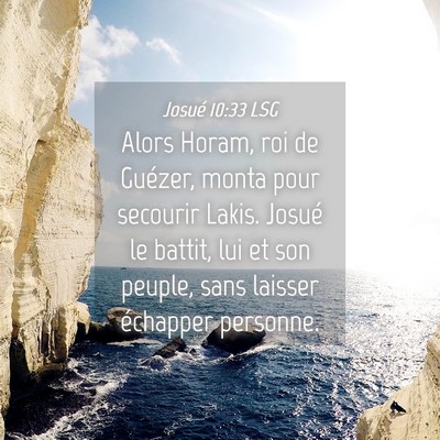 Picture 04 - Josué 10:33 LSG - Alors Horam, roi de Guézer, monta pour secourir - Bible Verse Picture