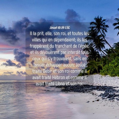 Picture 04 - Josué 10:39 LSG - Il la prit, elle, son roi, et toutes les villes - Bible Verse Picture