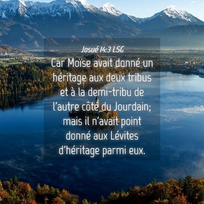 Picture 04 - Josué 14:3 LSG - Car Moïse avait donné un héritage aux deux - Bible Verse Picture