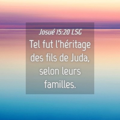 Picture 04 - Josué 15:20 LSG - Tel fut l'héritage des fils de Juda, selon leurs - Bible Verse Picture