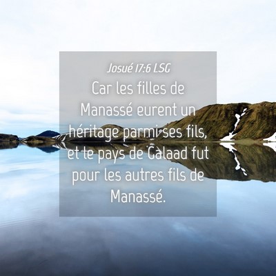 Picture 04 - Josué 17:6 LSG - Car les filles de Manassé eurent un héritage - Bible Verse Picture