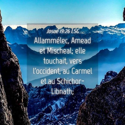 Picture 04 - Josué 19:26 LSG - Allammélec, Amead et Mischeal; elle touchait, - Bible Verse Picture