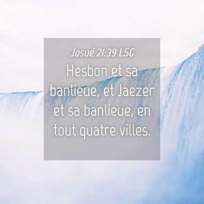 Picture 04 - Josué 21:39 LSG - Hesbon et sa banlieue, et Jaezer et sa banlieue, - Bible Verse Picture